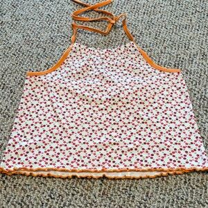 T.K.S. Basics Floral Halter Top with Orange Trim Child’s 14. Y2K